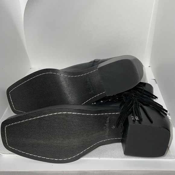 Sam Edelman Bernie black leather fringe studded square front western booties 6 M - Picture 11 of 13